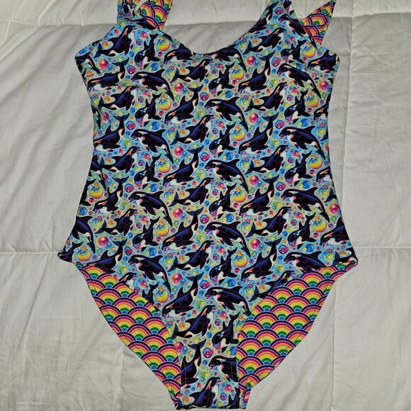 Posh Peanut Lisa Frank Max Splash Women's Reversible One Piece Swimsuit L NWT - Picture 6 of 7